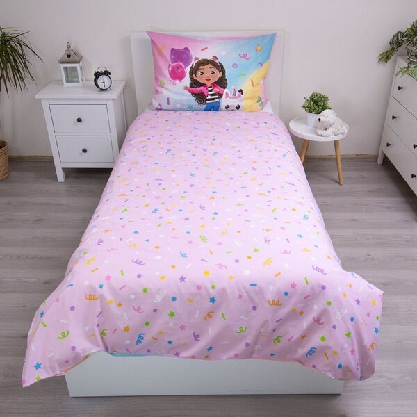 Růžové bavlněné dětské povlečení na jednolůžko 140x200 cm Gabby's Dollhouse "Rainbow" – Jerry Fabrics