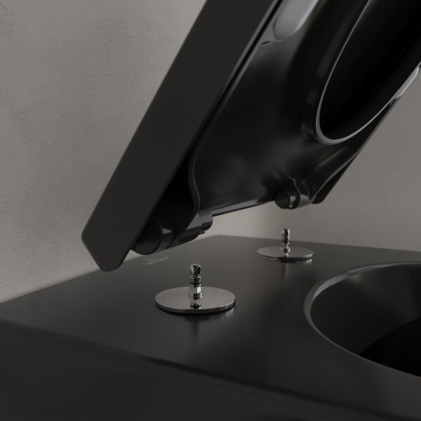 Villeroy & Boch Subway 2.0 - Závěsné WC, Rimless, s DirectFlush, Pure Black CeramicPlus 5614R0R7