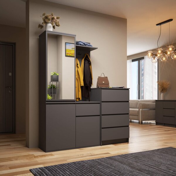 Ak furniture Předsíňová stěna Entro grafitová