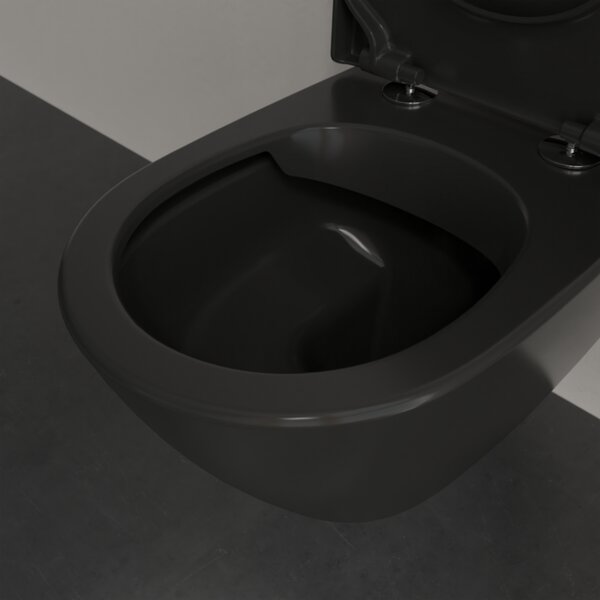 Villeroy & Boch Subway 2.0 - Závěsné WC, Rimless, s DirectFlush, Pure Black CeramicPlus 5614R0R7