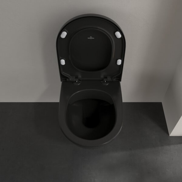 Villeroy & Boch Subway 2.0 - Závěsné WC, Rimless, s DirectFlush, Pure Black CeramicPlus 5614R0R7