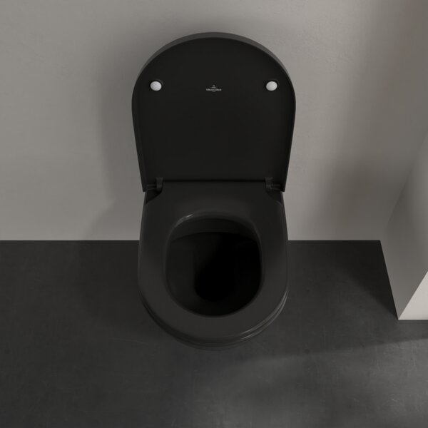 Villeroy & Boch Subway 2.0 - Závěsné WC, Rimless, s DirectFlush, Pure Black CeramicPlus 5614R0R7