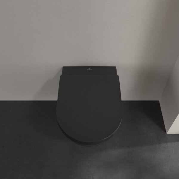 Villeroy & Boch Subway 2.0 - Závěsné WC, Rimless, s DirectFlush, Pure Black CeramicPlus 5614R0R7