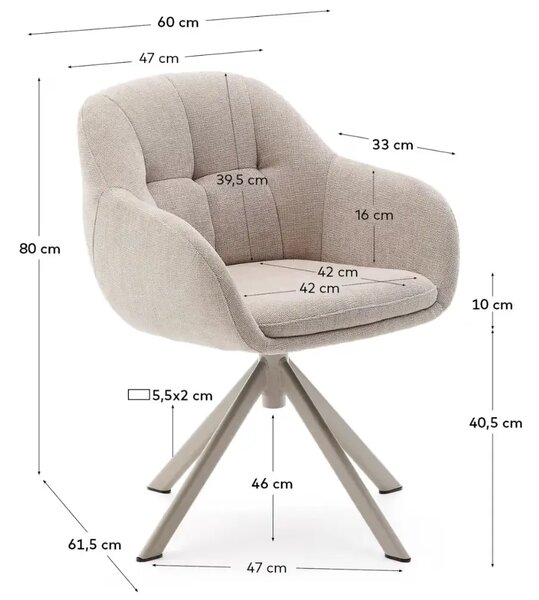 LÉTO -15% Kave Home Hnědá otočná židle Dorina