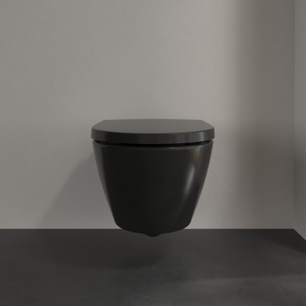 Villeroy & Boch Subway 2.0 - Závěsné WC, Rimless, s DirectFlush, Pure Black CeramicPlus 5614R0R7