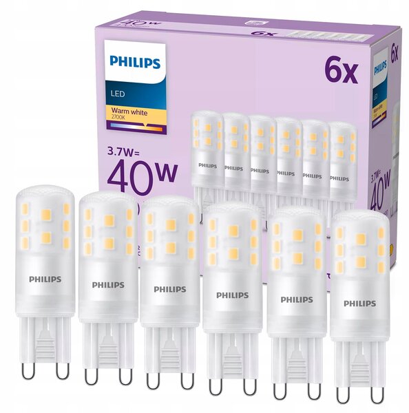 Philips 6x LED žárovka s paticí G9 3,7W = 40W 470 lm 2700K teplá bílá