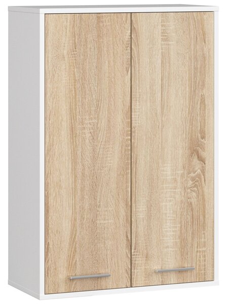 Ak furniture Závěsná koupelnová skříňka Fin W64 64 cm bílá/dub sonoma