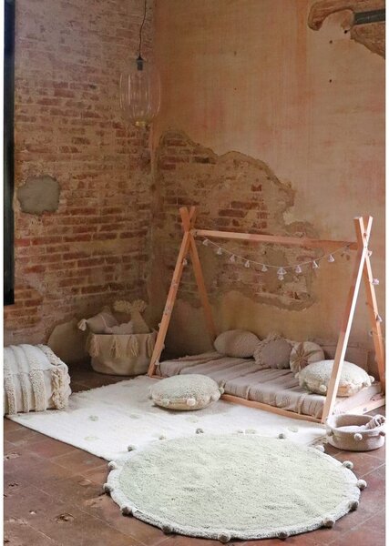 Khaki krémový pratelný ručně tkaný bavlněný dětský koberec 120x160 cm Hippy Dots Olive – Lorena Canals