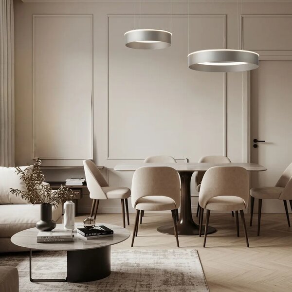 Nova Luce Stříbrné kovové závěsné LED světlo Olivia 112 cm
