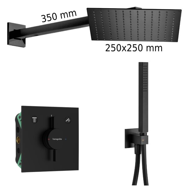 HG Set 8 - Sprchový systém pod omítku, komplet - směšovací baterie, černá matná