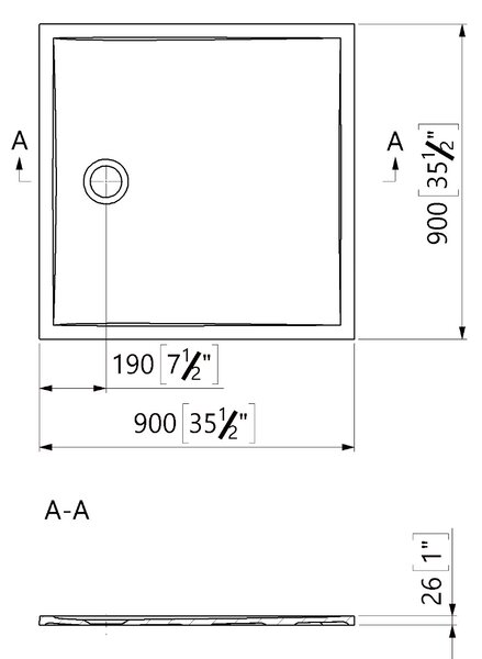 Vima 142 - Sprchová vanička 900x900 mm, bílá