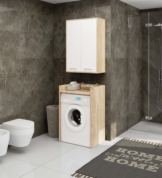 Ak furniture Závěsná koupelnová skříňka Fin W64 64 cm bílá/dub sonoma II