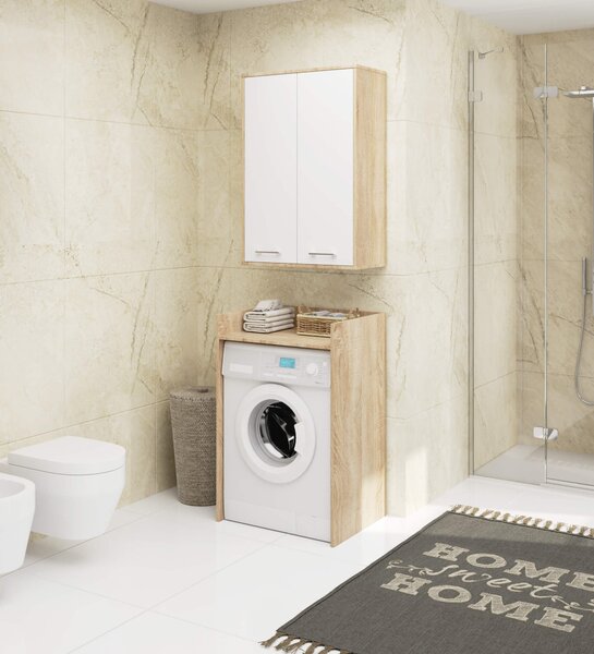 Ak furniture Závěsná koupelnová skříňka Fin W64 64 cm bílá/dub sonoma II