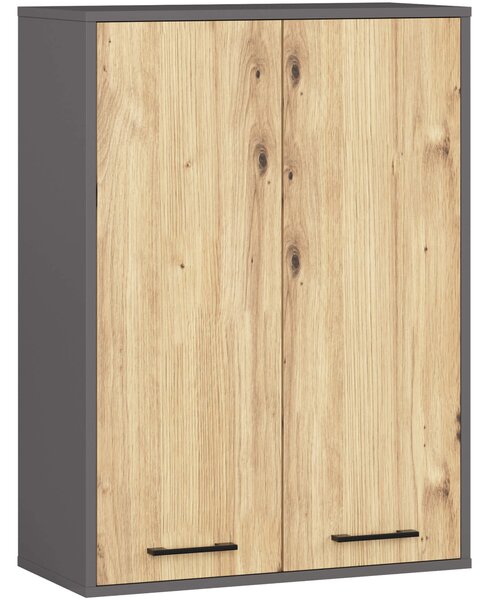 Ak furniture Závěsná koupelnová skříňka Fin W64 64 cm grafit/dub artisan
