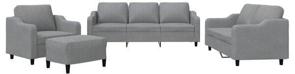 4dílná sedací souprava s poduškami světle šedá textil 3201778