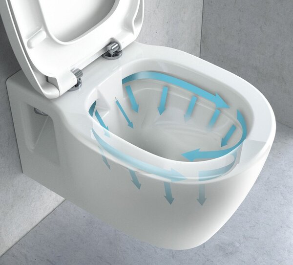 Rea Carter Rimless, závěsné WC mísa 490x370x325 mm + toaletní WC sedátko, bílá lesklá, REA-C1400