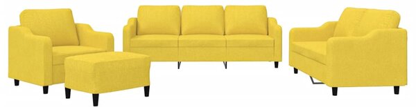 4dílná sedací souprava s poduškami světle žlutá textil 3201783