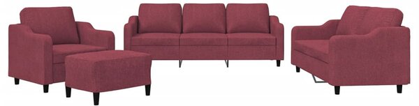 4dílná sedací souprava s poduškami vínová textil 3201784