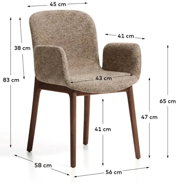 Kave Home Hnědá jídelní židle Elnor s područkami