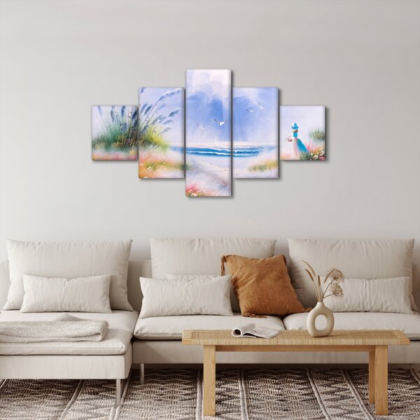 Obraz - Romantická pláž, olejomalba (125x70 cm)