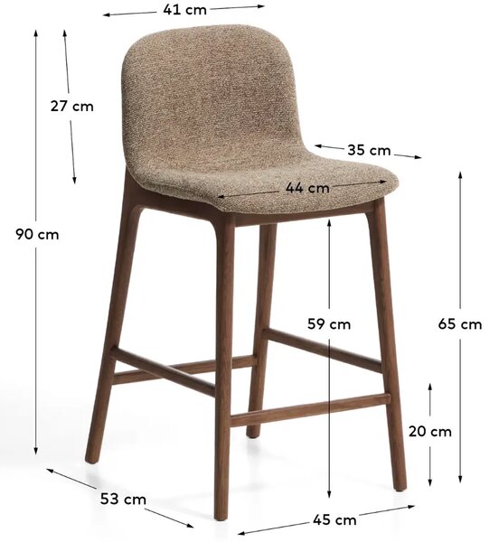 LÉTO -15% Kave Home Hnědá barová židle Elnor 65 cm