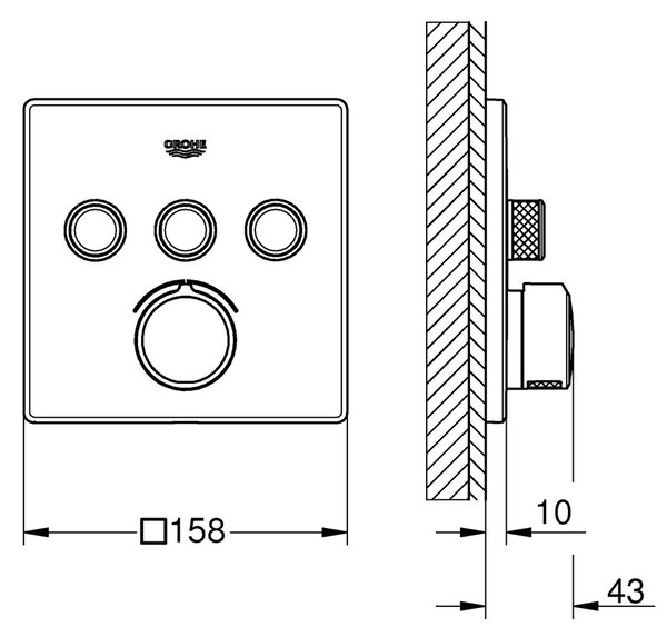 GROHE SmartControl - Krytka podomítkové baterie se 3 ventily, chrom 29149000