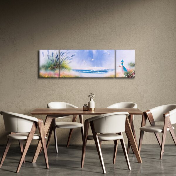Obraz - Romantická pláž, olejomalba (170x50 cm)