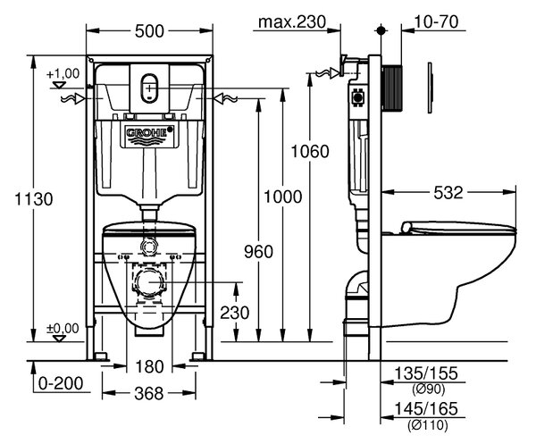 GROHE Solido - Sada 5 v 1 pro WC, stavební výška 1,13 m, Chrom 39418000
