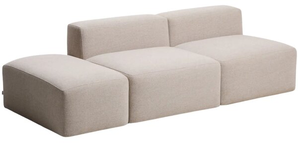 Kave Home Béžová trojmístná pohovka Blok 240 cm s pufem