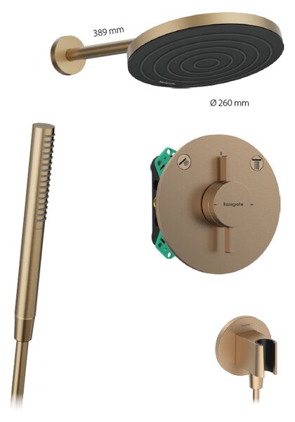 Hansgrohe set 24 - Sprchový systém pod omítku, komplet, kartáčovaný bronz