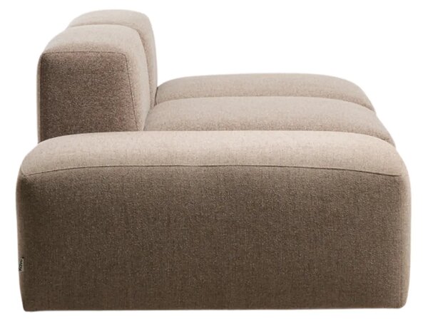 Kave Home Hnědá trojmístná pohovka Blok 240 cm s pufem