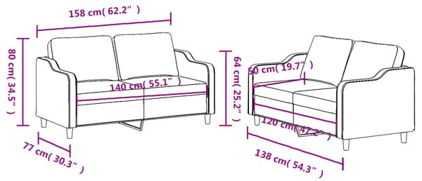 2dílná sedací souprava s poduškami krémová textil 3201804