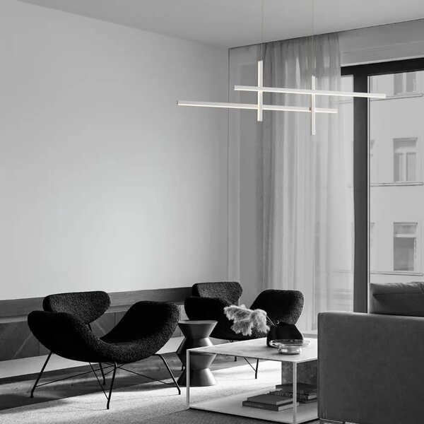 Nova Luce Bílé kovové závěsné LED světlo Antama 120 cm