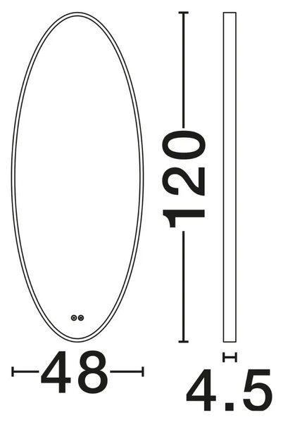 Nova Luce Černé závěsné zrcadlo s LED osvětlením Rilo 120 x 48 cm