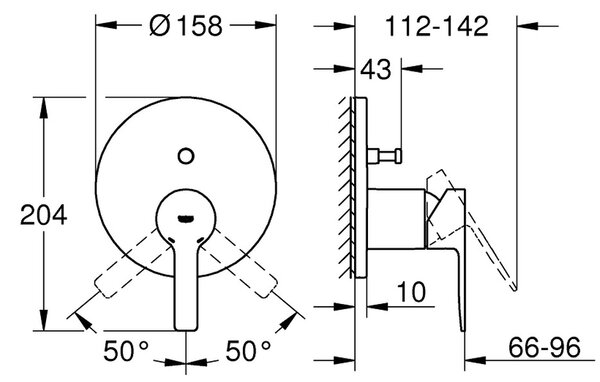GROHE Lineare - Páková baterie pod omítku s 2-směrným přepínačem, chrom 24064001