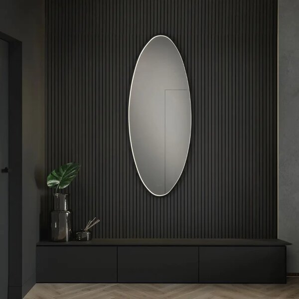 Nova Luce Černé závěsné zrcadlo s LED osvětlením Rilo 120 x 48 cm