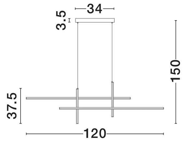 Nova Luce Zlaté kovové závěsné LED světlo Antama 120 cm