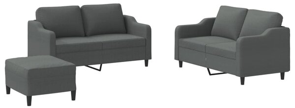 3dílná sedací souprava s poduškami tmavě šedá textil 3201811