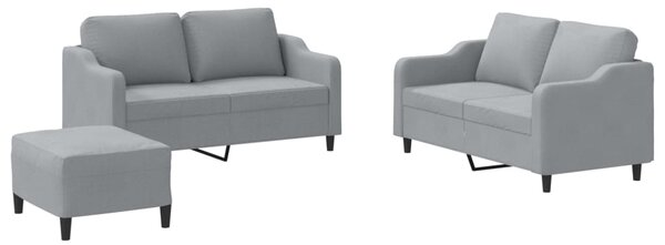 3dílná sedací souprava s poduškami světle šedá textil 3201810