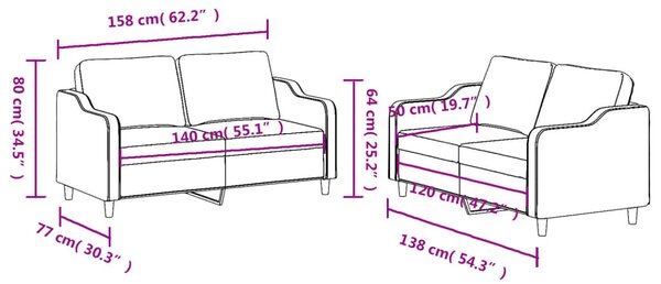 2dílná sedací souprava s poduškami tmavě šedá textil 3201803