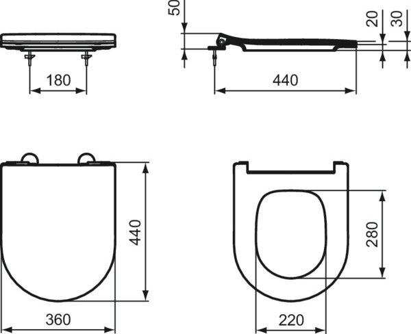 Ideal Standard La Dolce Vita - WC sedátko slim, Soft close, bílá E266701