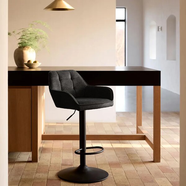 Unique Furniture Šedá čalouněná otočná barová židle Nolan 74-89 cm