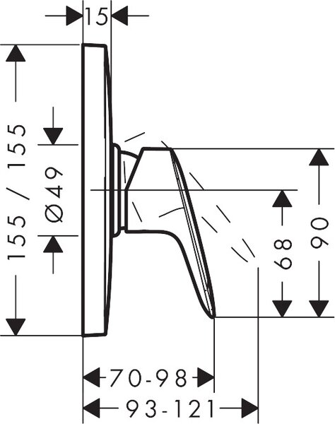 Hansgrohe Logis - Páková sprchová baterie HighFlow pod omítku, chrom 71607000
