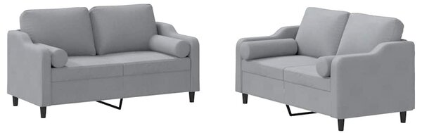 2dílná sedací souprava s polštáři světle šedá textil 3201818