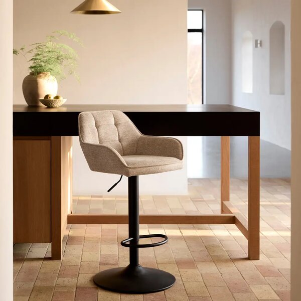 Unique Furniture Béžová čalouněná otočná barová židle Nolan 74-89 cm