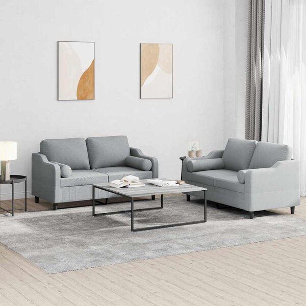 2dílná sedací souprava s polštáři světle šedá textil 3201818