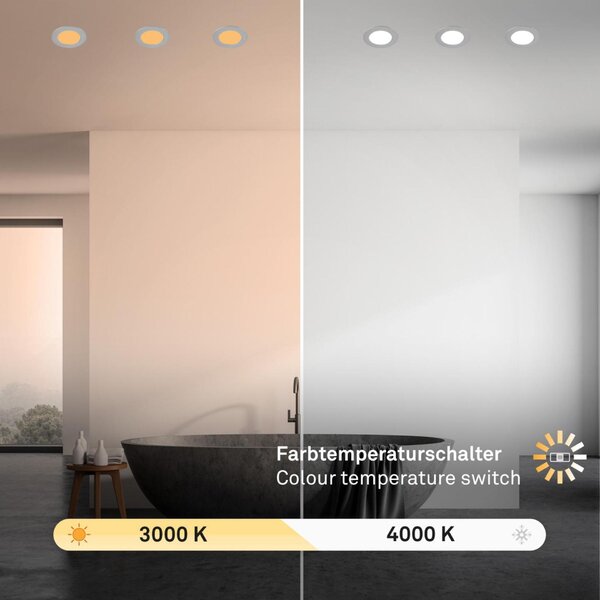 BRILONER 3ks sada CTS vestavné svítidlo, 8,5 cm, 4W, 300lm matný chrom 7599034