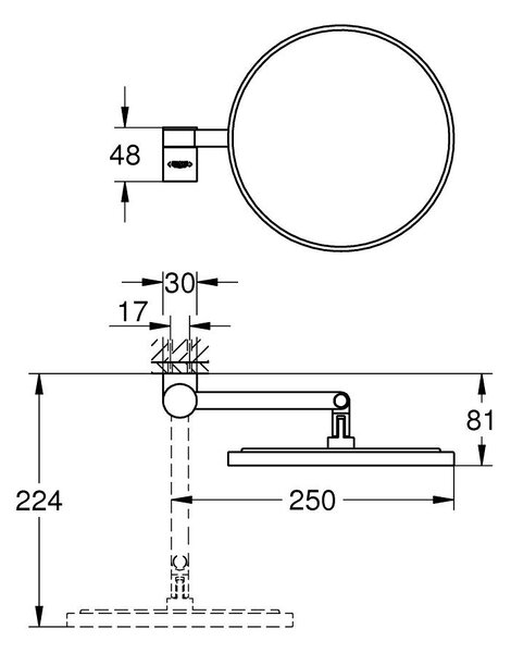 GROHE Selection - Kosmetické zrcadlo, kartáčovaný Hard Graphite 41077AL0
