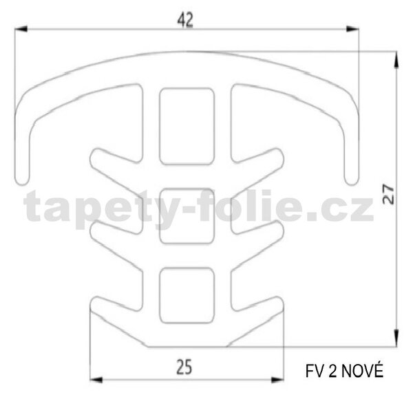 Gumový těsnící profil se stříškou (pro montáž přes svorky) FV2 NOVÉ pro fotovoltaické panely - pro mezeru mezi FV panely 19-23mm, návin 6m