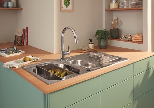 GROHE K200 - Nerezový kuchyňský dřez, kartáčovaná nerezová ocel 31564SD1